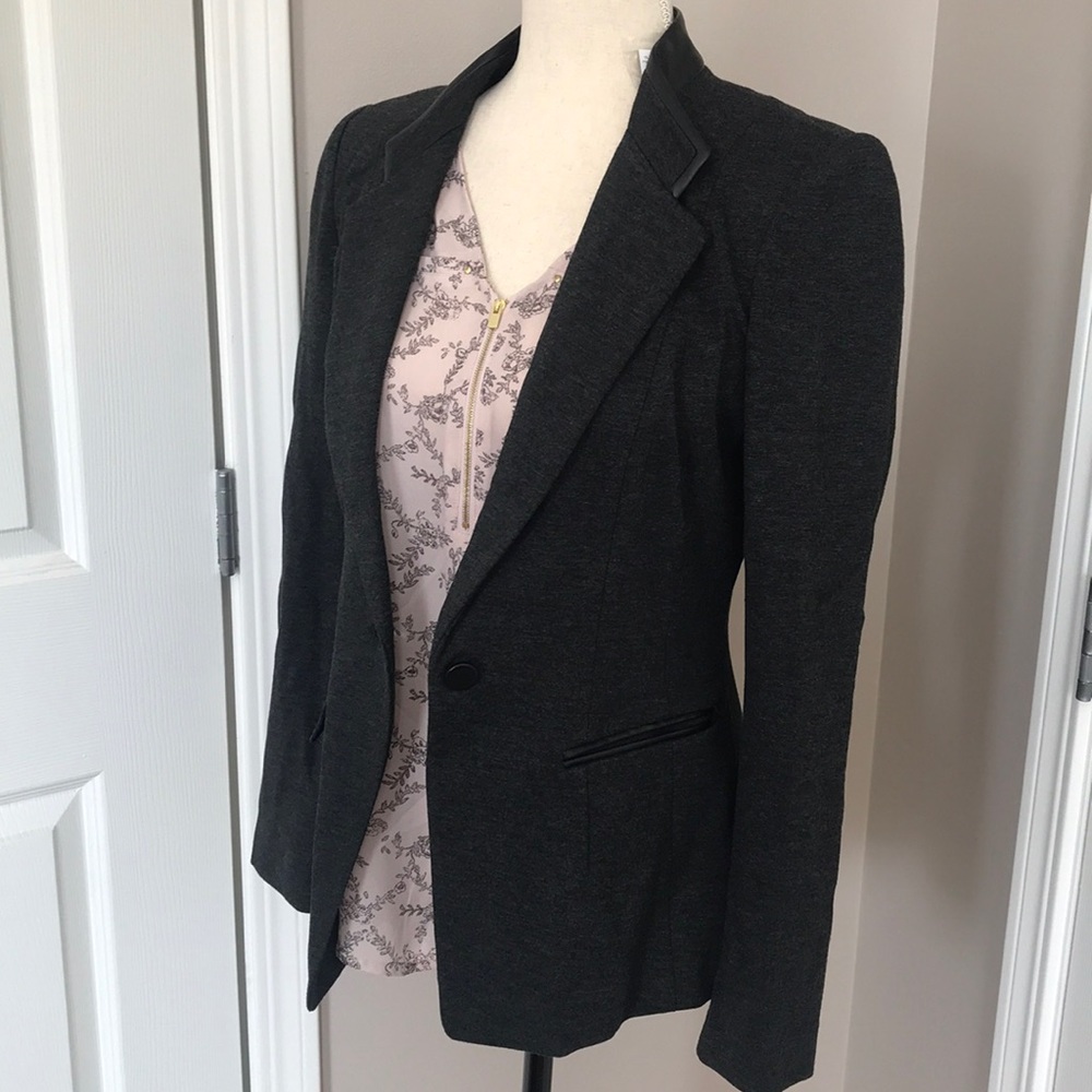 WHBM / Gray Jacket with Faux Leather